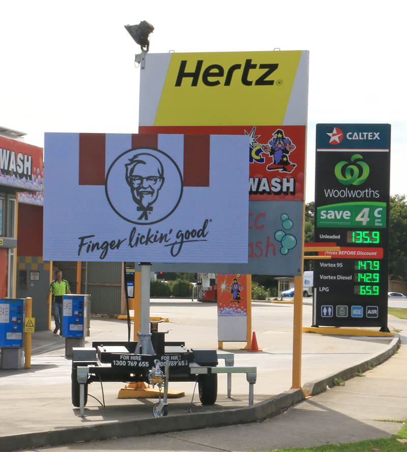 LED trailer advertising a KFC promotion